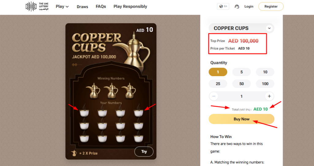 How To Play Copper Cups Scratch Card