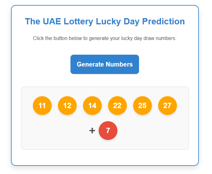 THE UAE Lottery lucky day prediction!